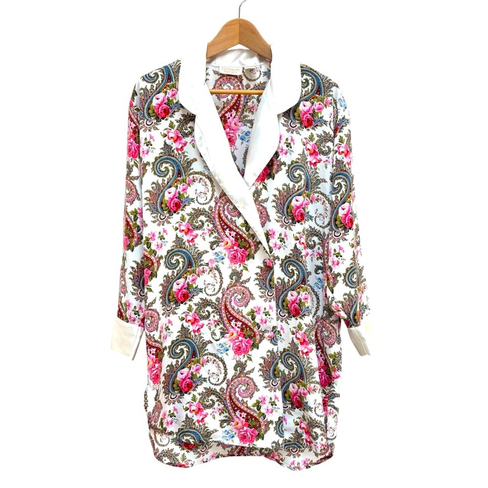 Victoria's Secret Gold Label Floral Paisley Sleep Shirt Robe Small Vintage 90’s